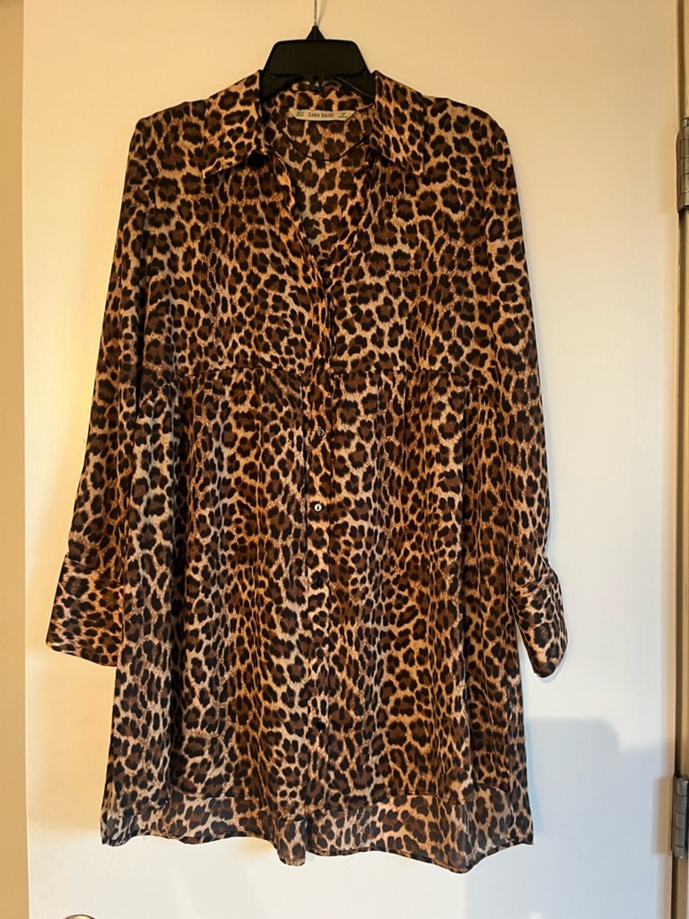 Zara Leopard Print Babydoll Button Up Mini Dress